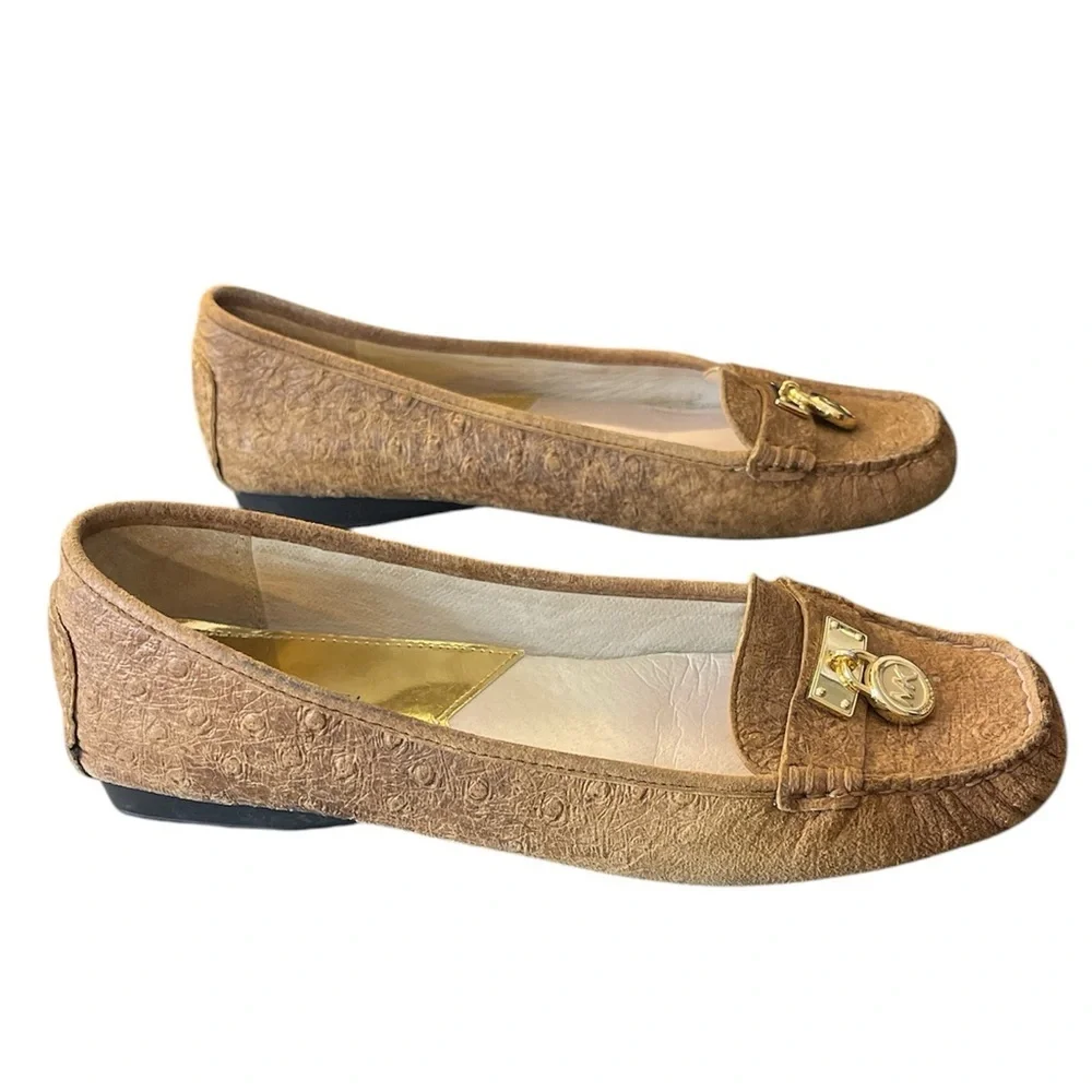 Michael Kors Tan Flats with Gold Detail